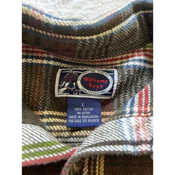 Vintage Williams Bay Heavyweight Flannel Shirt Men's Size Large - Picture 3 of 8